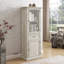 Grande armoire de rangement, armoire autoportante avec porte en verre et tablettes