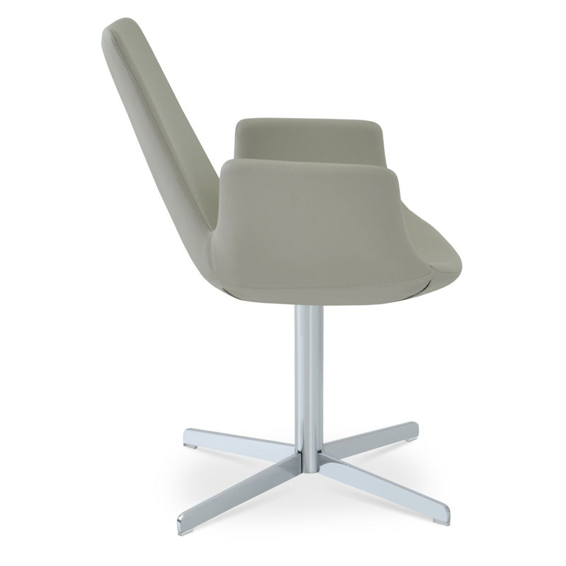 Eiffel Metal Solid Back Arm Chair, Stainless Steel - Polished, Pistachio