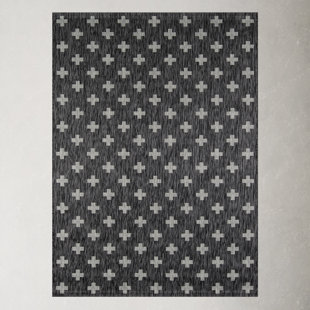 Umbria Striped Charcoal Indoor / Outdoor Area Rug