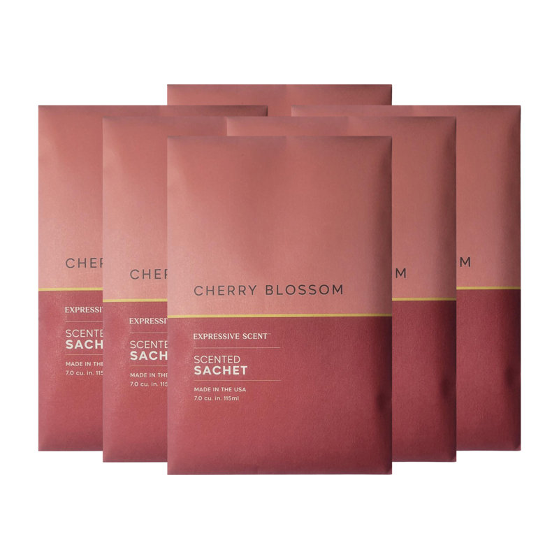 Sacs à sachets parfumés expressifs - Pochettes parfumées à la fleur de cerisier - Arôme parfait pour les tiroirs, les placards, les voitures et les salles de bain - Sachets parfumés durables (paquet de 6)