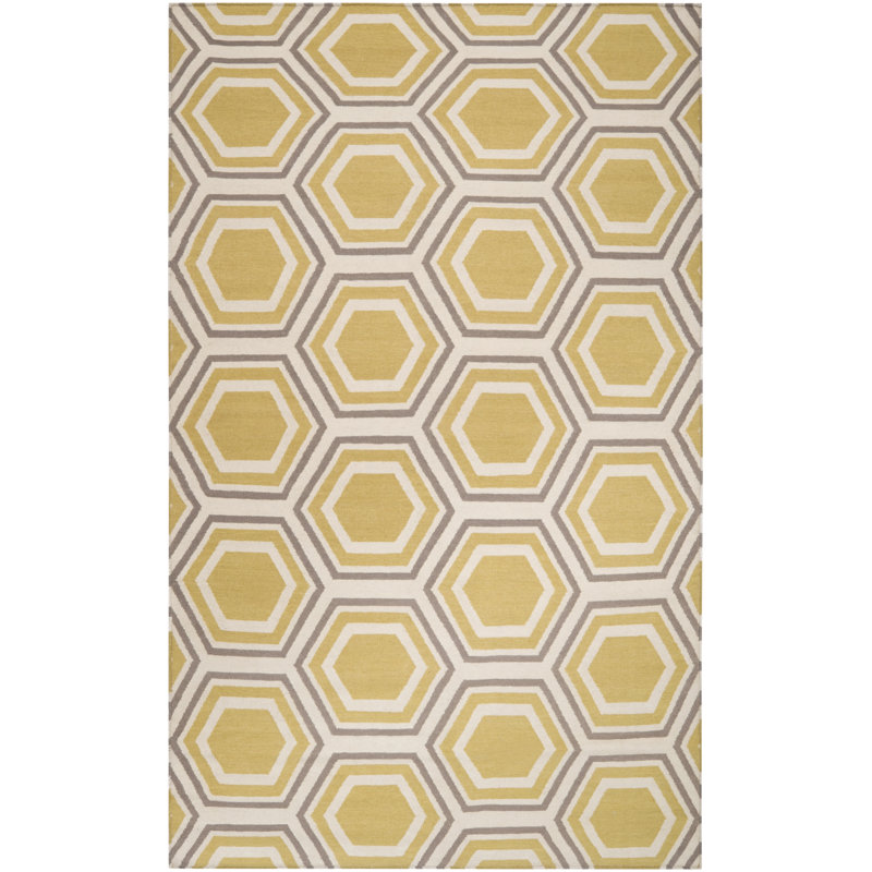 Robby Hand Woven Flat Weave Wool Geometric Rug, Rectangle 2' x 3'