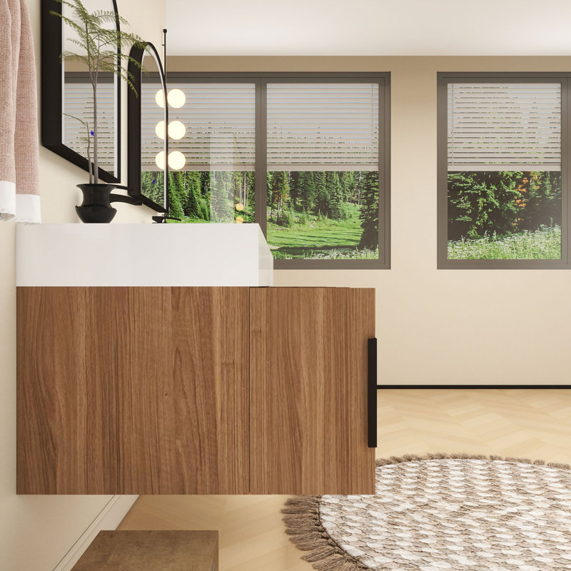 Jessica 60'' Wall-Mounted Single Bathroom Vanity, Wood