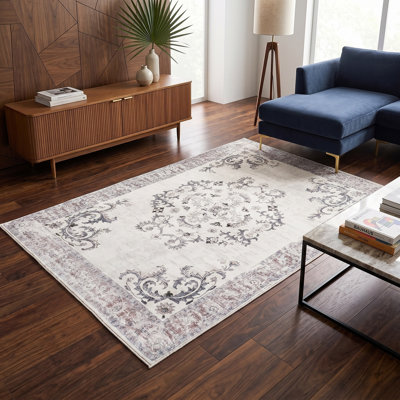 Tapis oriental neutre antidérapant Laiden pour salon, chambre à coucher, tapis de couloir d'intérieur
