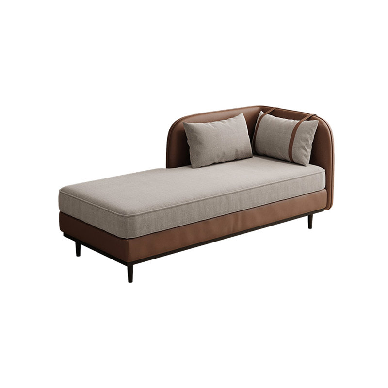 Chaise longue rembourrée Bellaude, Gris / brun, Chaise longue à accoudoir gauche