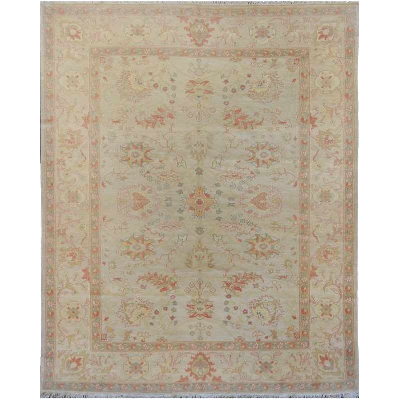 Agra Wool Oriental Area Rug in Beige