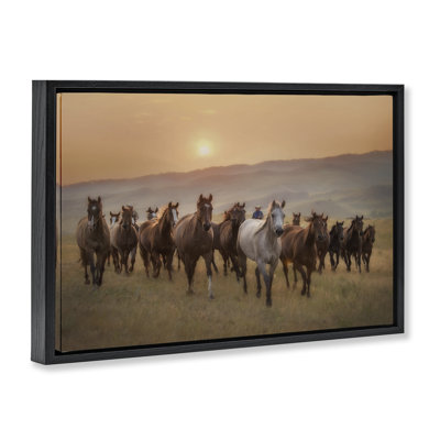 Herd of Horses on Journey Framed Floater Canvas Wall Art, design by PHBurchett