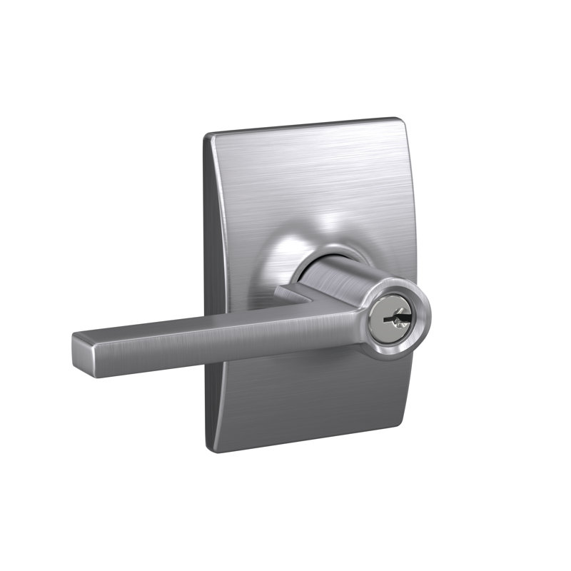 Latitude Keyed Door Lever, Satin Chrome