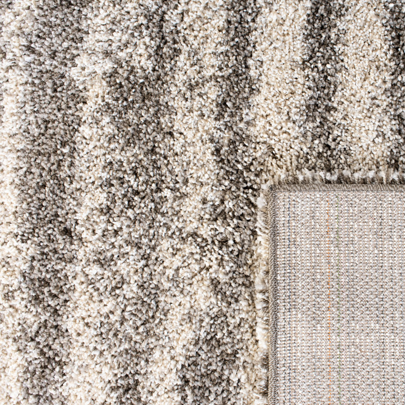 Tapis rayé brun / ivoire Audrianna, Tapis de couloir 2 pi 3 po x 8 pi