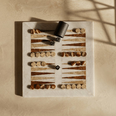 Ensemble de jeu de backgammon de luxe en marbre - Jeu de backgammon exquis
