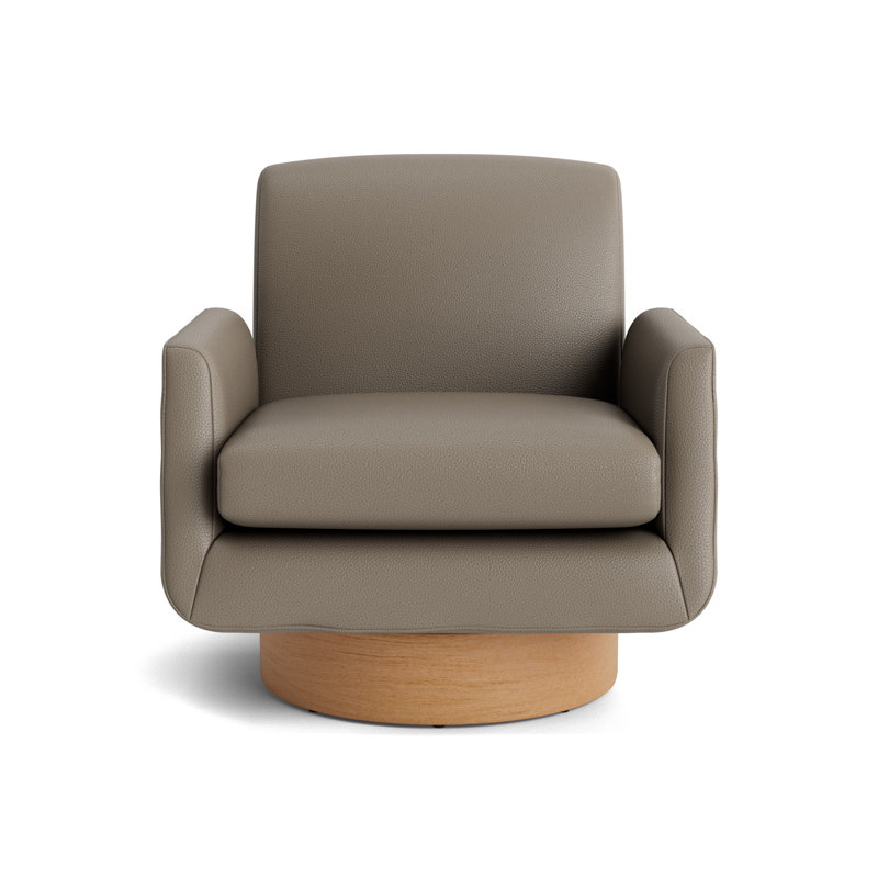 Supernova Full Swivel Leather Chair, Natural, Greenwich Performance Leather - Pewter