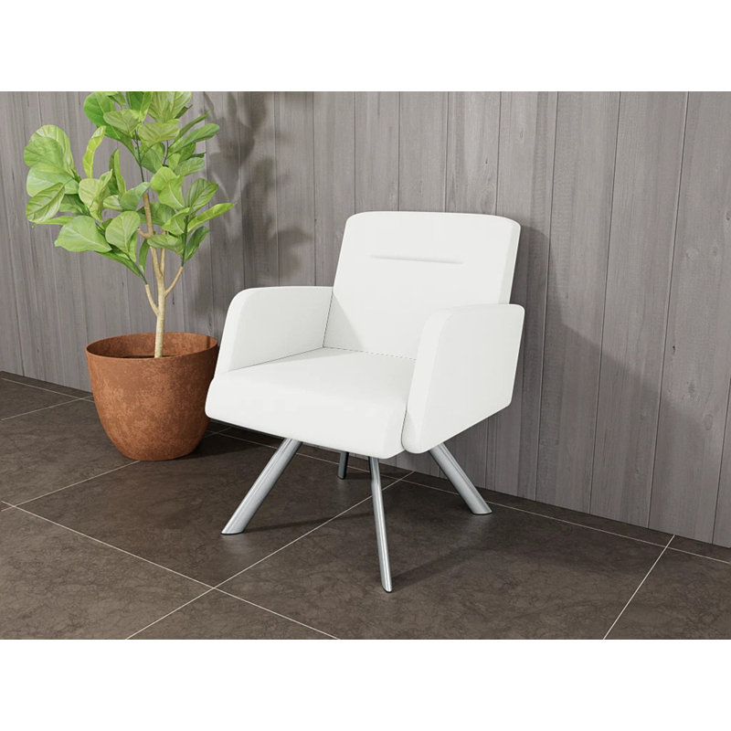 Chaise d'invité pivotante en acier Willow, Plaqué chrome, Ombre portes ouvertes