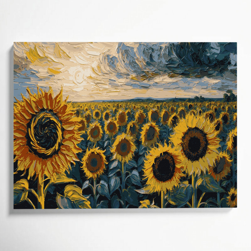«Farm Sunflowers», art mural sur toile beige, H 20 po x l 24 po