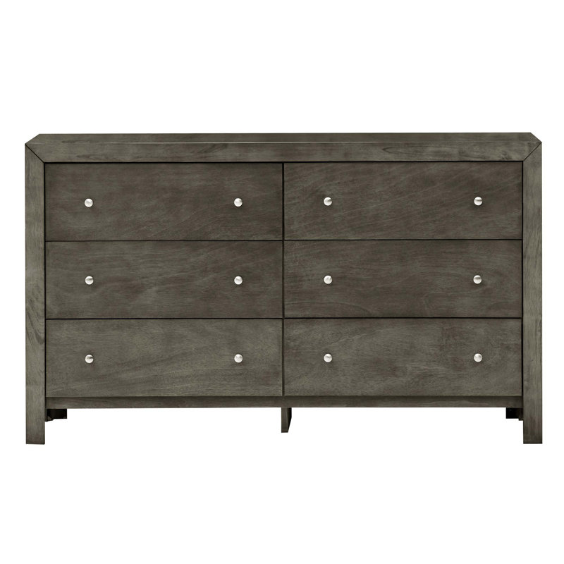 Commode 6 tiroirs, armoire de rangement, Gris