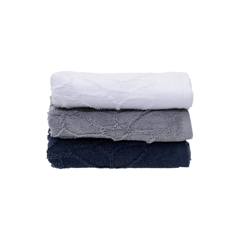 Watton Plush Jacquard Bath Towel, Navy