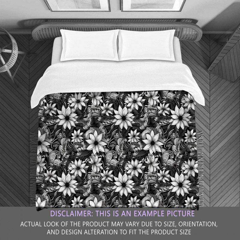 Machine Printed Comforter, King Comforter, Black/Silver