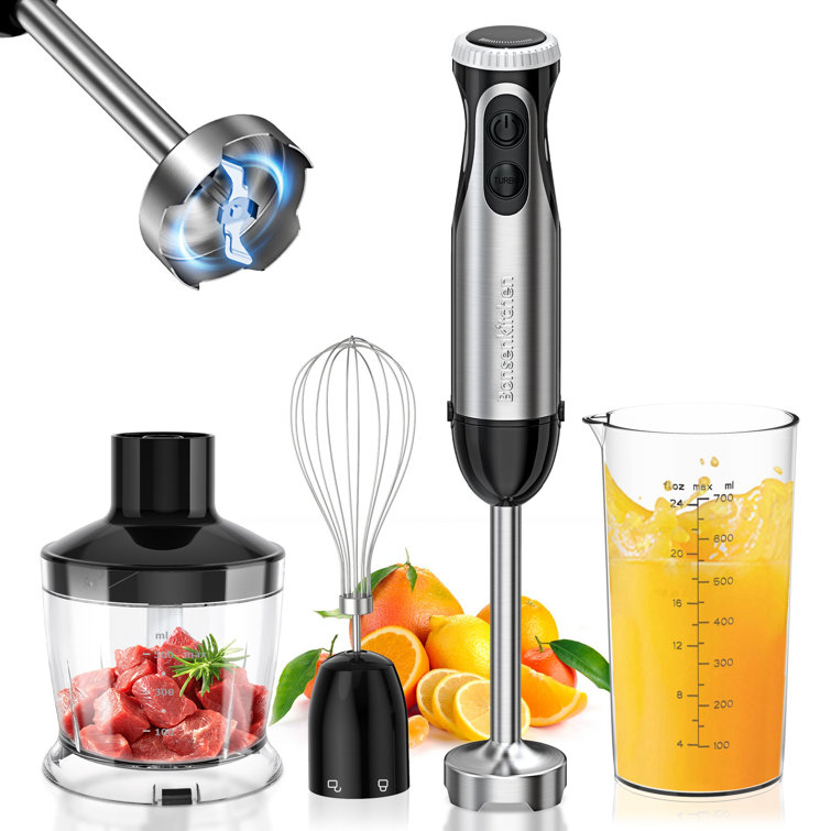 5-in-1 Handheld Immersion Blender With 12 Speeds - Includes Beaker