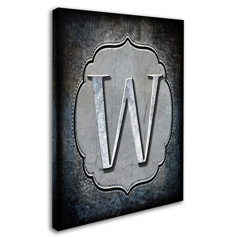 « letter w », art textuel sur toile tendue, H 19 po x l 14 po x P 2 po