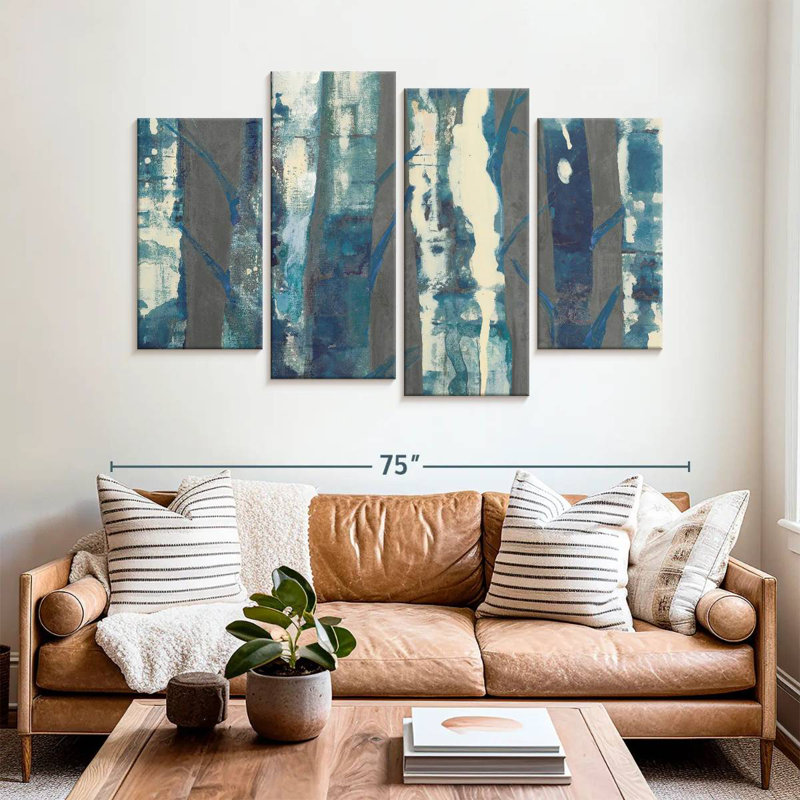 Harnek Deep Woods Indigo On Gray, 42" H x 68" W