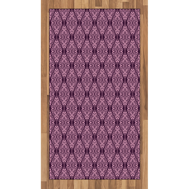 Plum Pink High Density Long Fiber Poly Threads Decorative Area Rug Carpet, Rectangle 2'7" x 5'