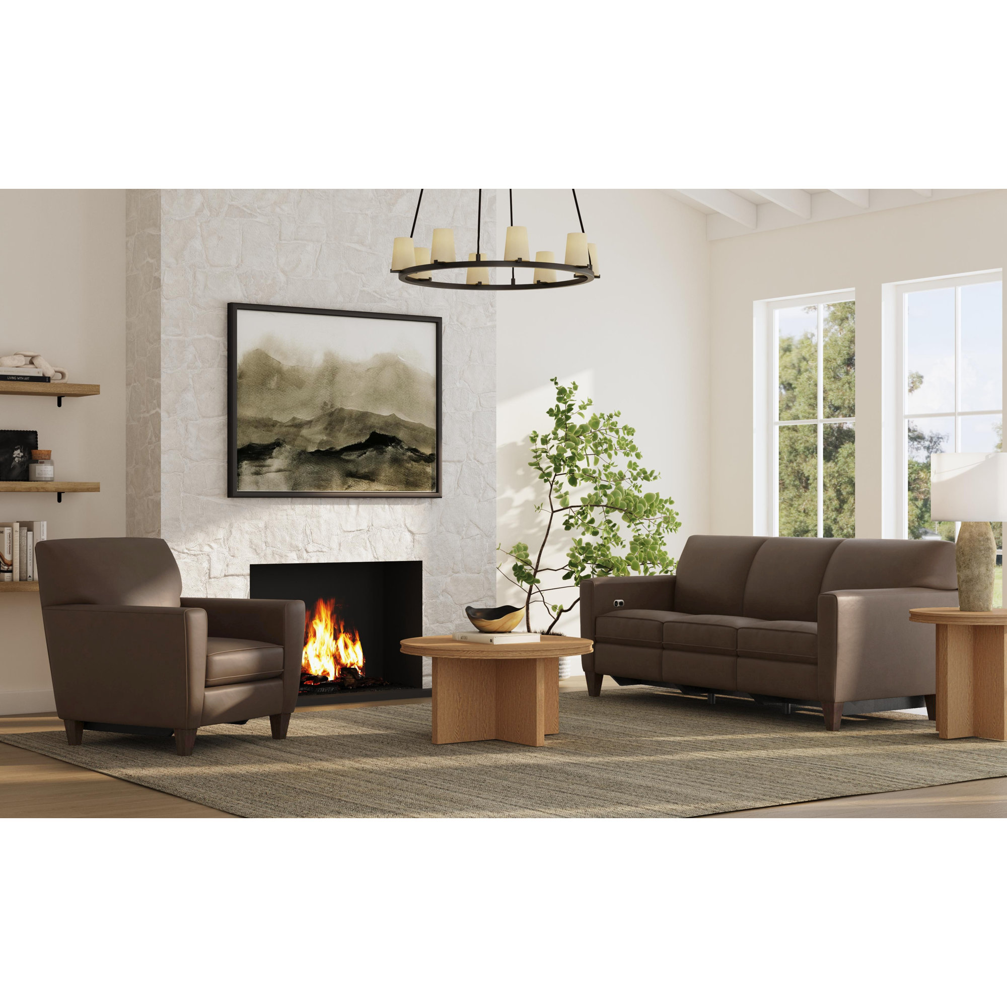 Osmin Foster Power Incliner, Dark Brown Top Grain Leather