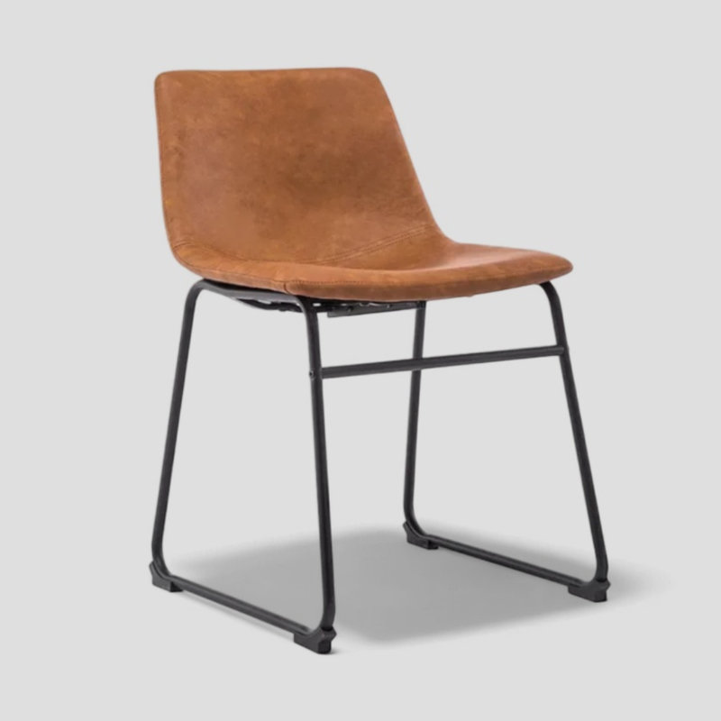 Chaise de salle à manger Janeva, Similicuir brun clair