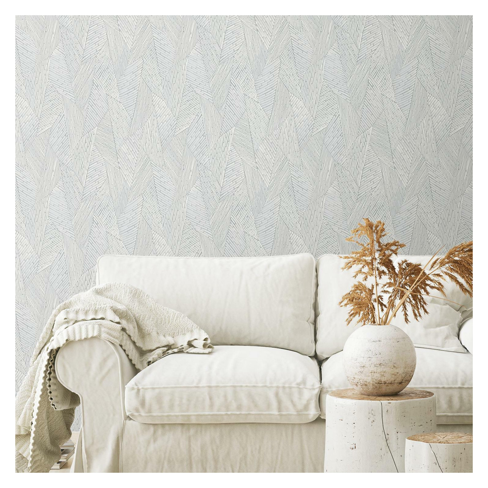 Peel & Stick Geometric Roll, Gray/White