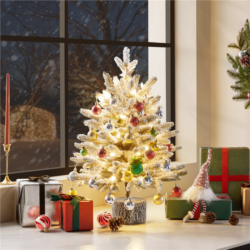 Lighted Artificial Fir Christmas Tree, 2.23ft H
