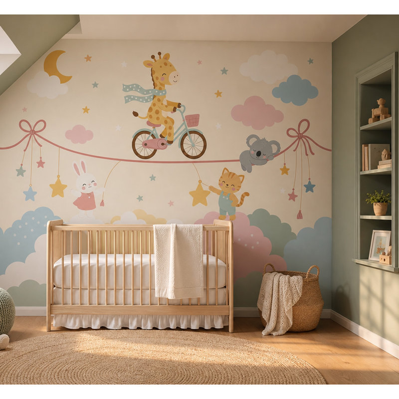 Papier peint amovible de chambre de bébé, Texturé non collé, 100 po x 96 po