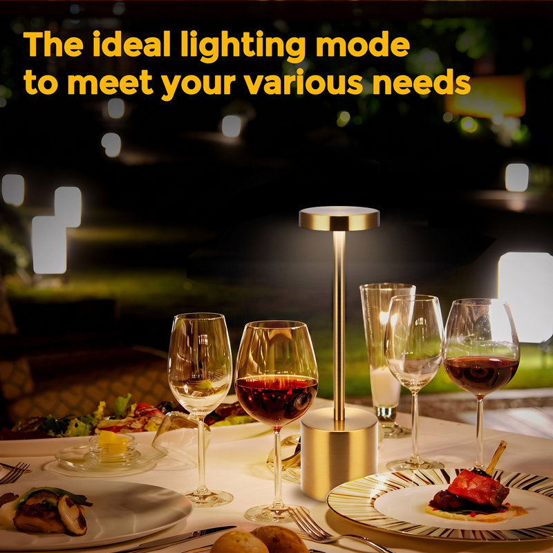 Cordless Table Lamp Touch Rechargeable Desk Lamps 2700K/4000K/5000K, Gold, 10" H x 3.14" W x 3.14" D