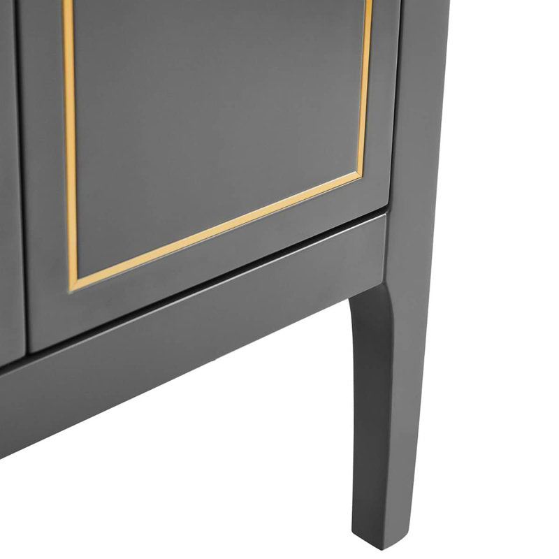 Province 36" Freestanding Standard Single Bathroom Vanity with Top, Black, Gold