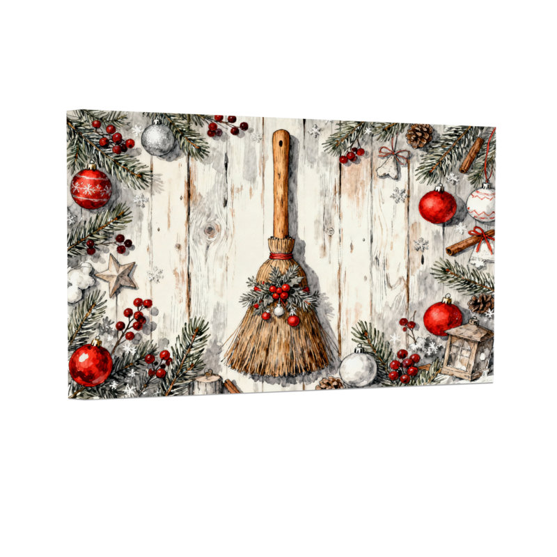Motif décoratif de Noël balai de Noël, H 12 po x l 18 po