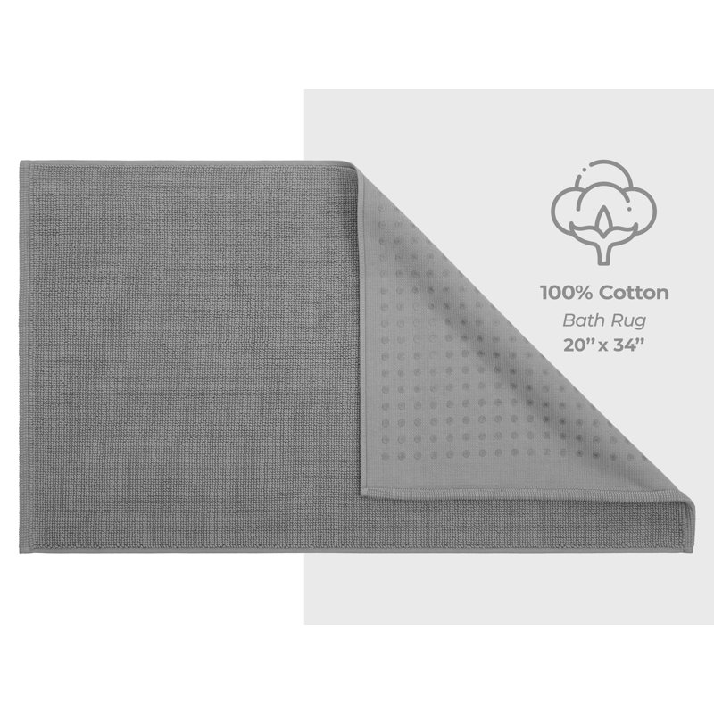 Tapis pour salle de bain 100% coton Chemung, Gris Rockridge, L 20 po x L 34 po