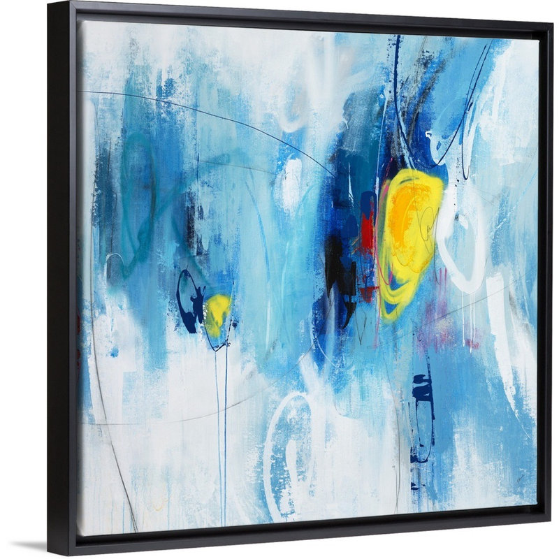 « yester year », peinture sur toile, H 37,7 po x l 37,7 po x P 1,75 po, Cadre flottant noir