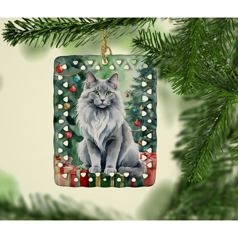 Ornement en porcelaine Nebelung, Chat Nebelung
