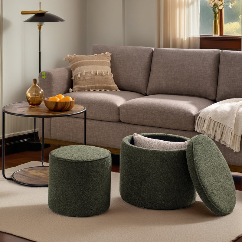 Repose-pieds, ensemble de repose-pieds multifonctionnel, combinaison de repose-pieds et de table, avec tabouret tambour, avec espace de rangement