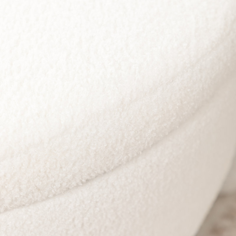 Upholstered Round Storage Ottoman, White