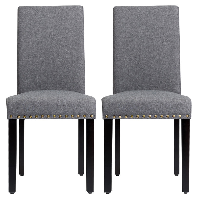 21'' H Linen Upholstered Parsons Chair, Dark Gray