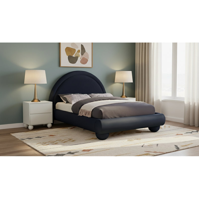 Madrid Velvet Bed, Full / Double, Navy Velvet