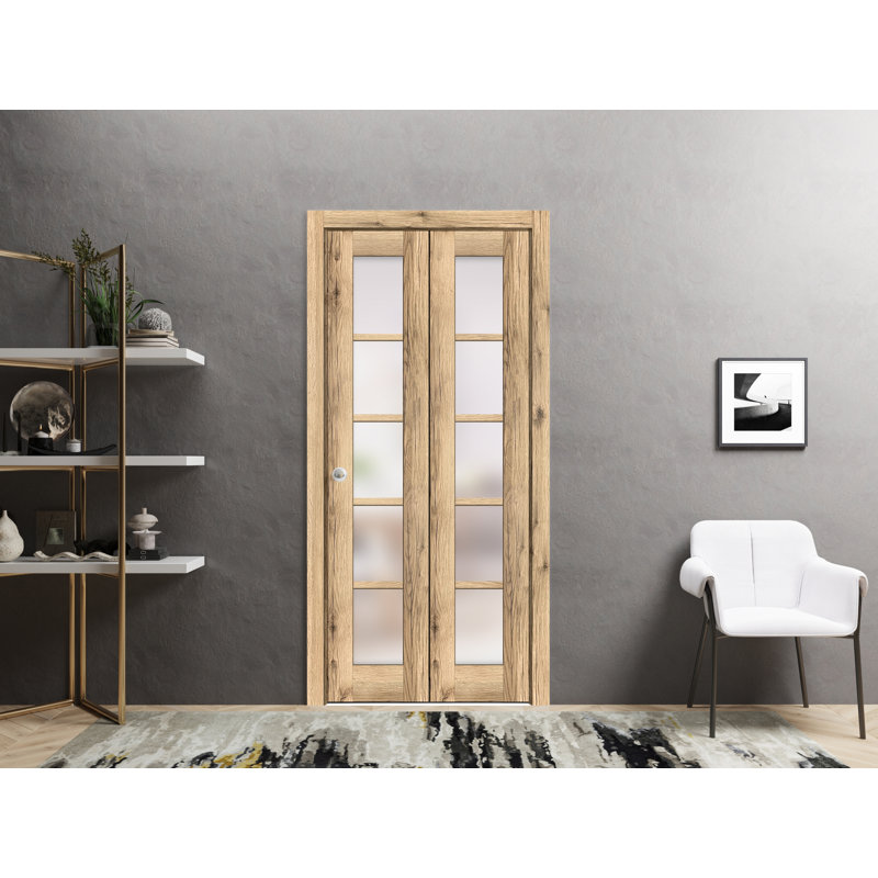 Porte pliante à panneaux en bois Quadro, 36 po x 96 po, Chêne