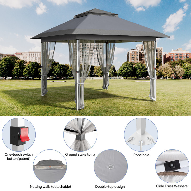 Pavillon de jardin Vault, H 9 po x l 12 po x P 12 po, Gris
