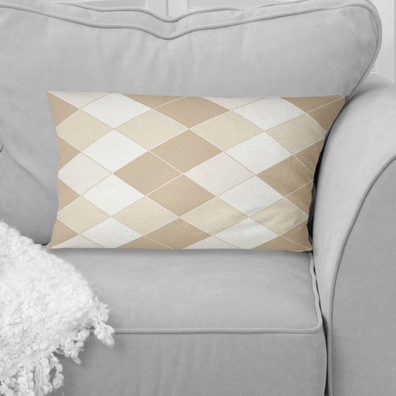 Coussin lombaire beige moderne blanc Argyle