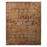 Rug & Kilim's Homage Geometric Beige Red And Gold Wool Custom Rug
