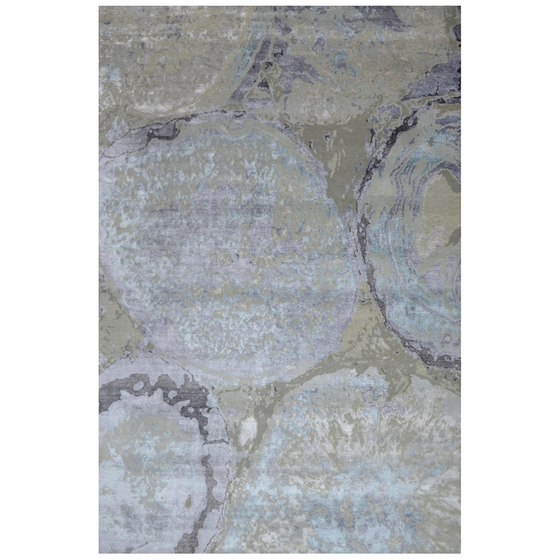 Abstract Area Rug in Gray, Rectangle 6' x 9'