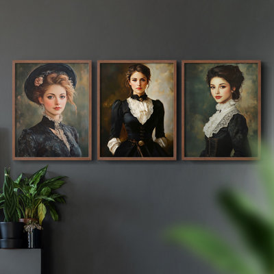 Feminine  Series  LIX  -Set Of 3 Framed Giclee Prints -Ready to Hang