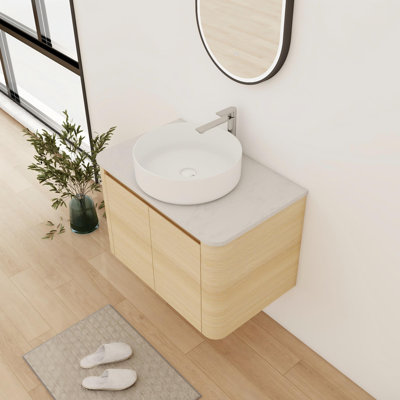 Meuble-lavabo flottant simple 30 po avec comptoir en céramique