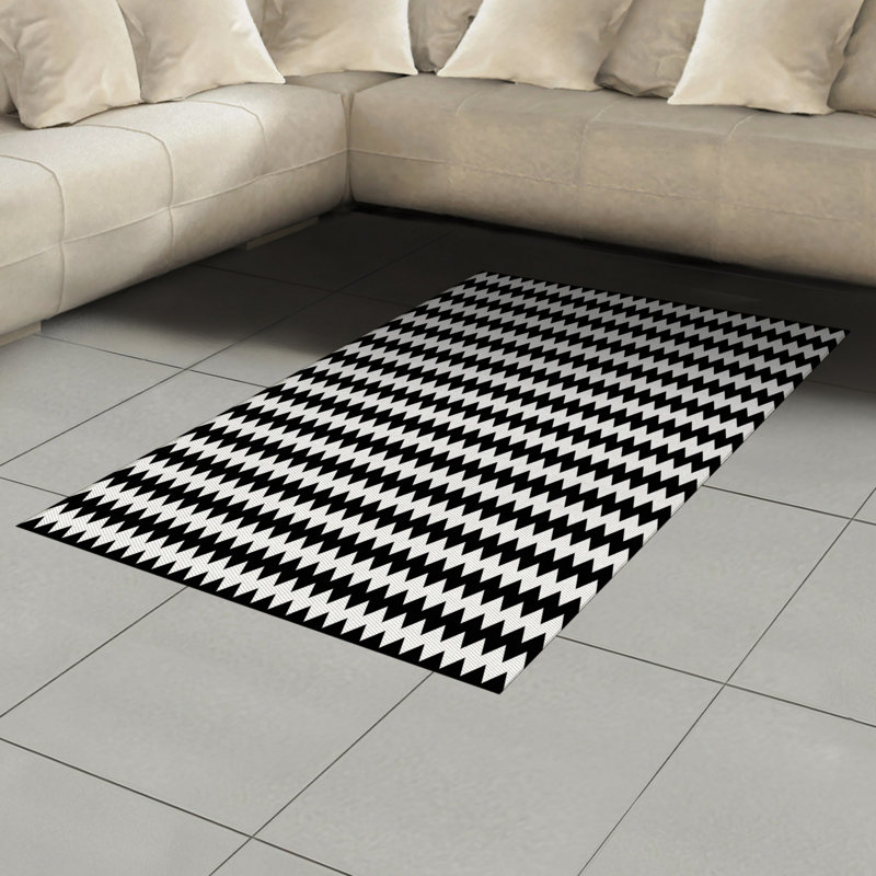Chevron High Density Long Fiber Poly Threads Decorative Area Rug Carpet, Rectangle 4' x 5'8"