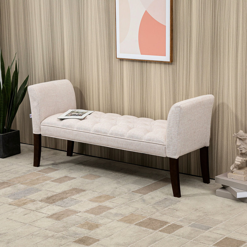 Banc en blanc crème, pieds en bois massif pour la chambre à coucher, le vestibule et le salon