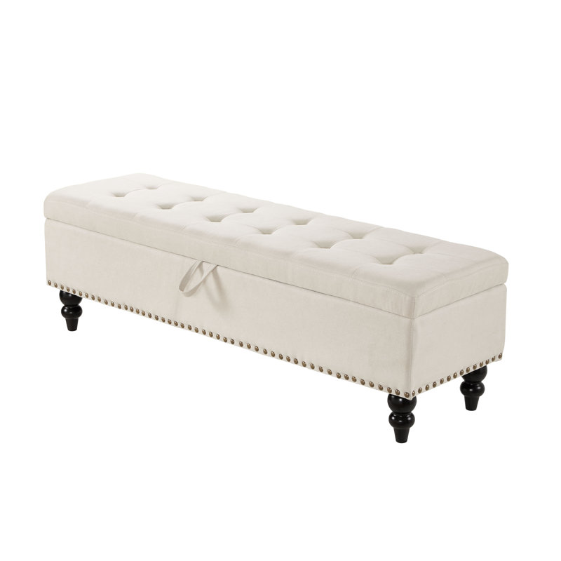 Banc avec repose-pieds avec rangement 59 po Space Beige