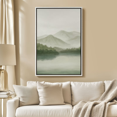 Framed Canvas Wall Art - Green Landscape Wall Prints for Bedroom - 16"x24"