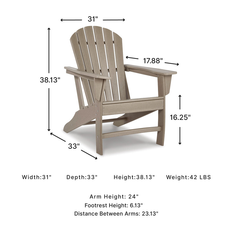 Emory Foldable Outdoor Adirondack Chair, Grayish Brown